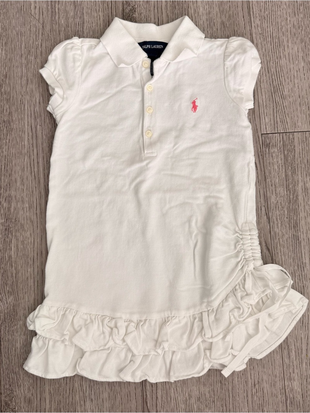 Ralph Lauren White Girls Polo Dress with Pink Pony size 3t